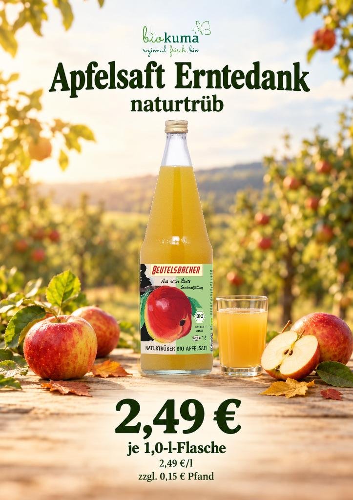Apfelsaft Erntedank – Biokuma-Plakat
