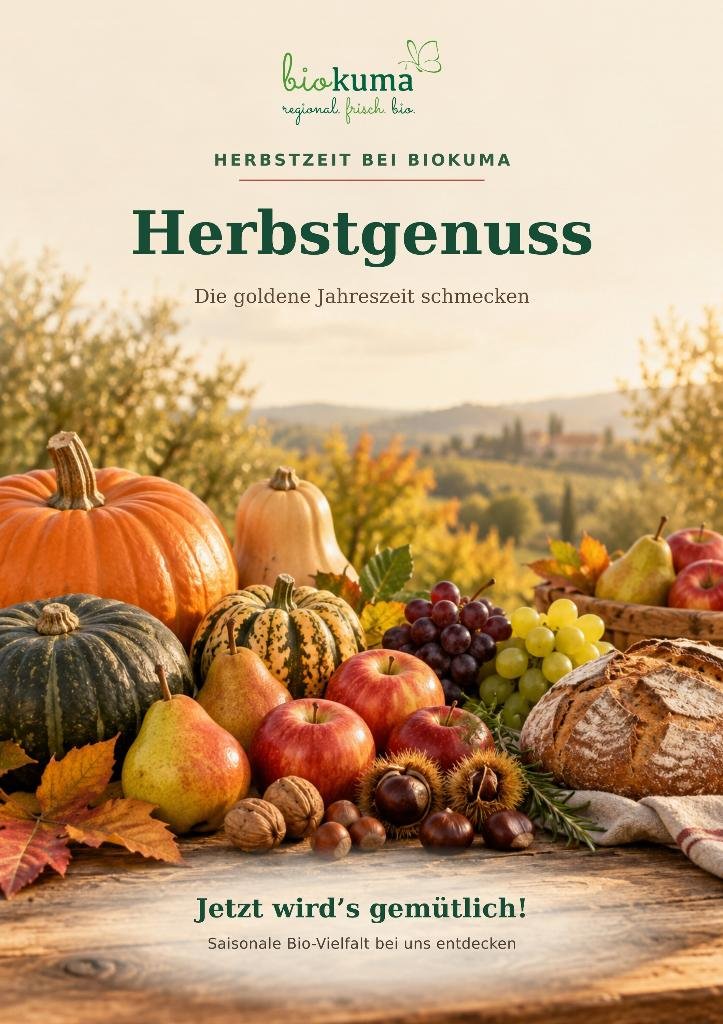 Herbstgenuss – Biokuma-Plakat