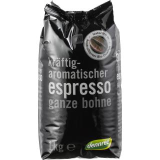 dennree Espresso, ganze Bohne, 1 kg Packung