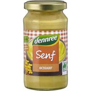 dennree Senf scharf, 200 ml Glas