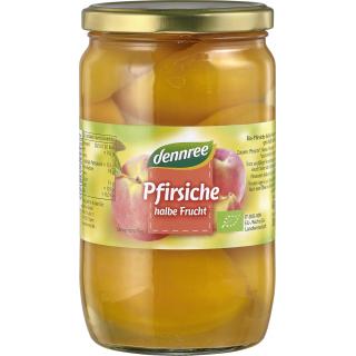 dennree Pfirsiche, halbe Frucht, 680 gr Glas