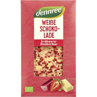 dennree Weiße Schokolade Erdbeer - Rhabarber, 100