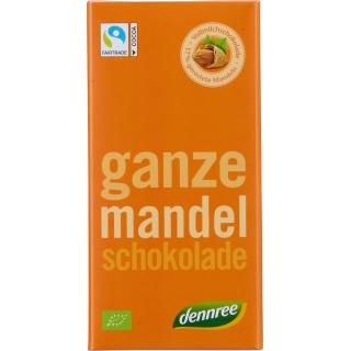 dennree Vollmilchschokolade mit ganzen Mandeln, 10