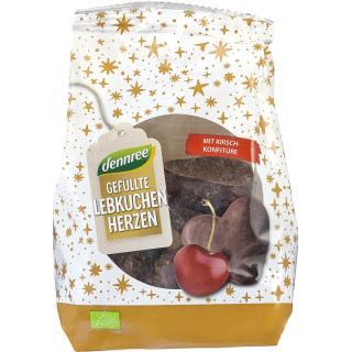 dennree Lebkuchenherzen mit Kirschfüllung, 125 g P