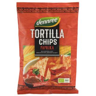 dennree Tortilla Chips Paprika, 125 g Packung