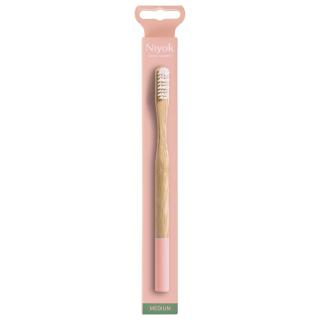 Niyok Bambuszahnbürste adult medium lachs, 1 Stück