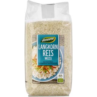 dennree Langkornreis, weiß, 1 kg Packung